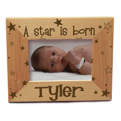 New Baby "A Star is Born" Personalized Wood Picture Frame
